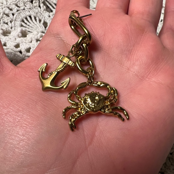 RARE Zimmermann Gold Anchor and Crab Dangle Earrings - Picture 2 of 7